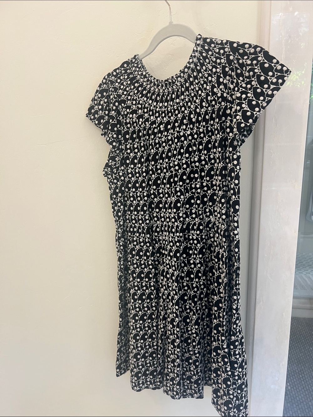LOFT Black and White Textured Dot Dress